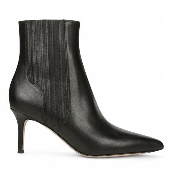 Veronica Beard Lisa Leather Mid Heel Ankle Bootie Boots Black Size 6M - Picture 1 of 11